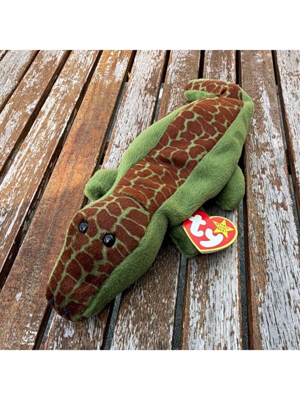 Vintage Ty Beanie Baby Ally the Alligator Beanbag Plush Stuffed Animal 1993
